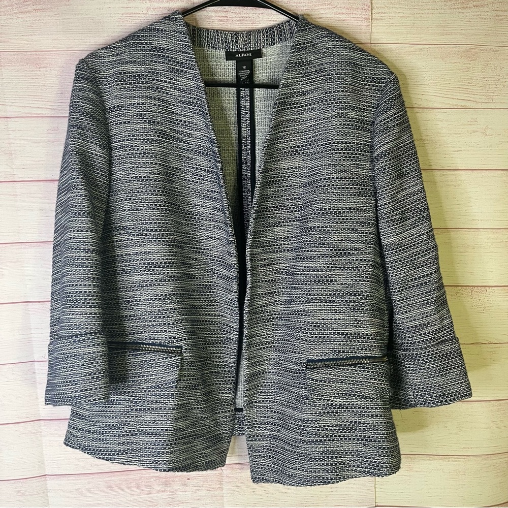 Alfani Open Front Tweed Jacket Blazer Size‎ 12